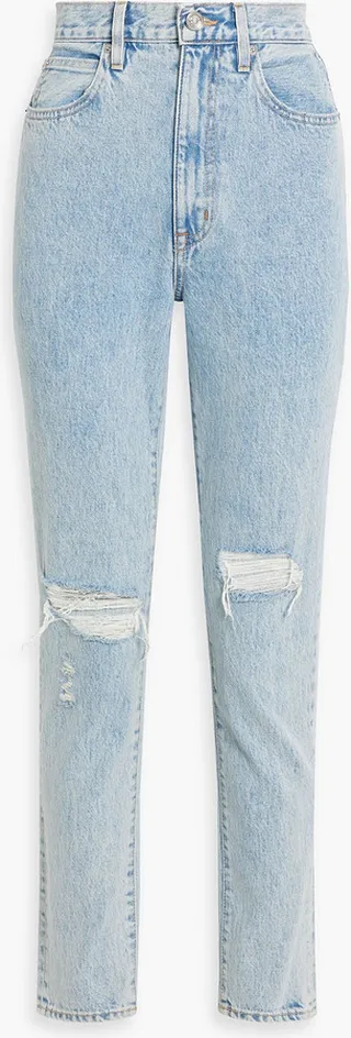 Beatnik distressed high-rise slim-leg jeans