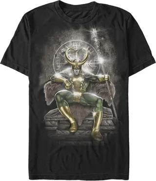 Men's Marvel Loki Throne T-Shirt - Black - Large