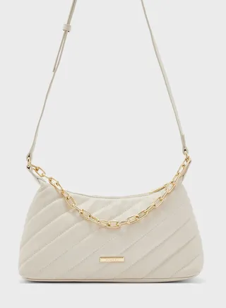 Top Handle Chain Detail Satchel
