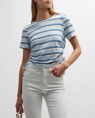 Tazi Striped Cinch-Tie Tee