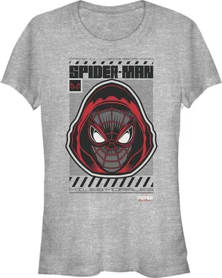 Junior's Marvel Spider-Man: Miles Morales Hooded Hero T-Shirt - Athletic Heather - Small