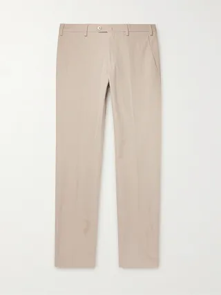Slim-Fit Cotton-Blend Poplin Trousers