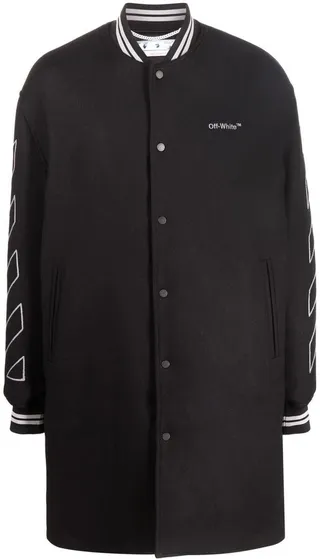 Diag-stripe longline bomber jacket
