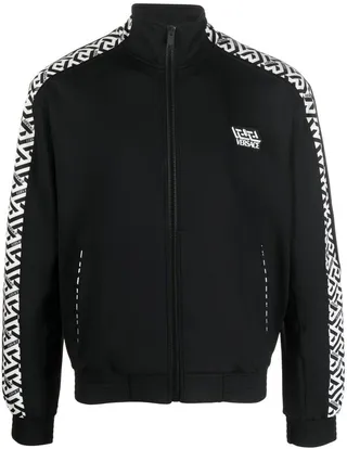 Greca-print zip-up track jacket