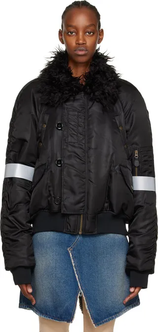 MM6 Maison Margiela Black Insulated Bomber Jacket