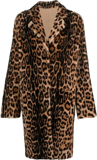 Leopard-Print Shearling Coat