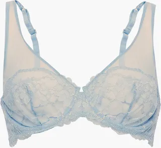 Tulle-trimmed stretch-lace triangle bra