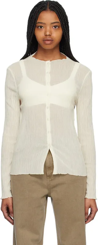 AMOMENTO Off-White Sheer Cardigan