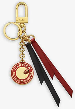 Womens Black And Red Diabolo de Logo-embossed Gold-toned Metal and Leather bag Charm