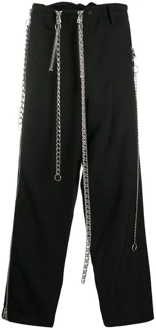Chain-Detail Straight Leg Trousers