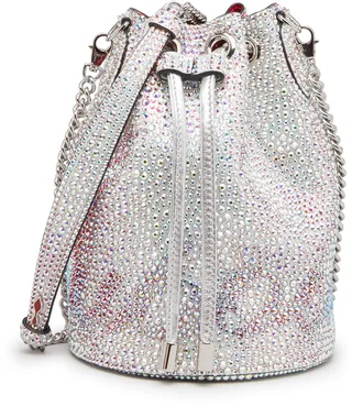 Marie Jane Crystal-Beaded Suede Bucket Bag
