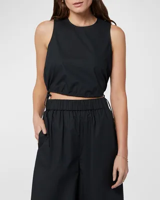 Tess Sleeveless Cropped Poplin Top