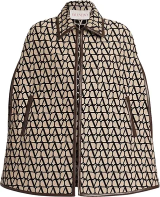 Monogram Leather-Trim Cape