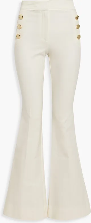 Cotton-blend twill flared pants