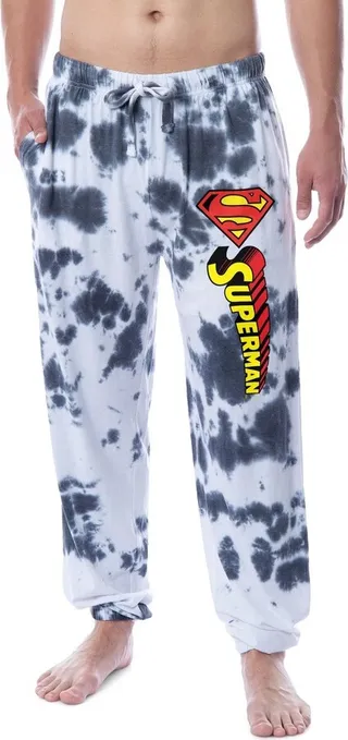 DC Comics Mens' Superman Tie Dye Logo Sleep Jogger Pajama Pants (Medium) Multicoloured