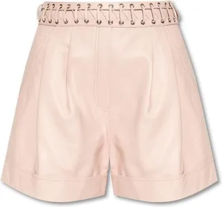 Balmain High Waisted Laced Leather Shorts