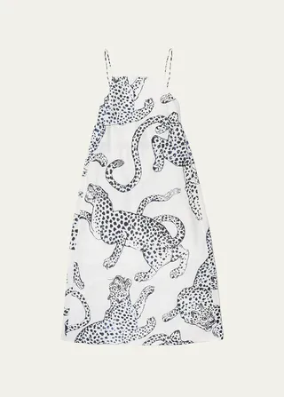 Jaguar-Print Square-Neck Nightie