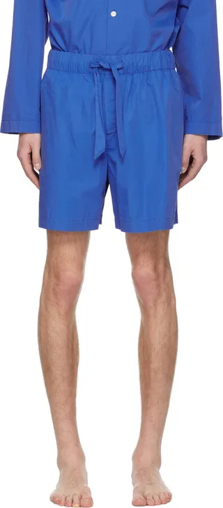 Tekla Blue Drawstring Pyjama Shorts