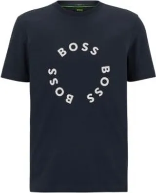 Stretch-cotton T-shirt with circle logo prints