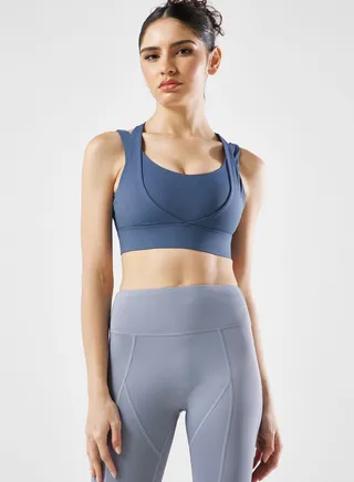 Layered Cutout Back Detail Sports Bra