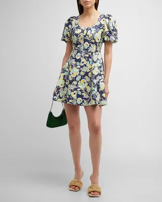 Madeline Puff-Sleeve Flared Mini Dress