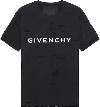 Givenchy 2 Layers Classic Fit Hole T Shirt in Black