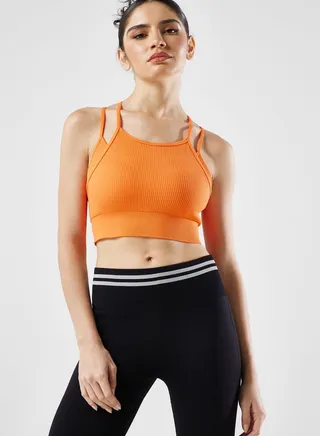 Layered Strappy Back Detail Sports Bra