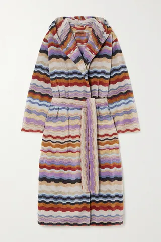 Missoni Home - Bonnie Hooded Belted Striped Cotton-terry Robe - Cream
