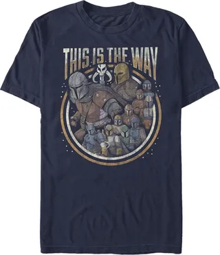 Men's Star Wars The Mandalorian Group Shot This Is The Way T-Shirt - Navy Blue - Small