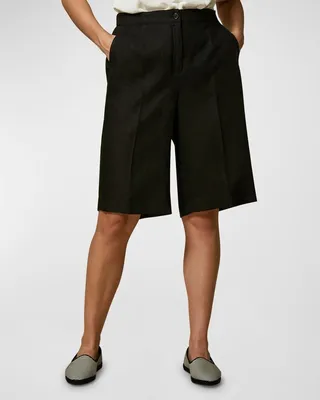 Revival High-Rise Linen Bermuda Shorts