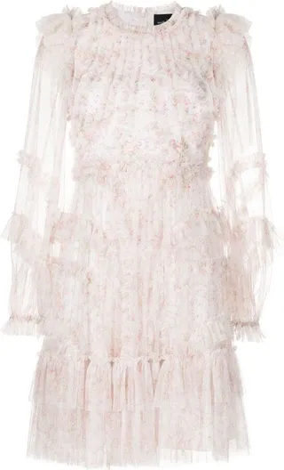 Vintage Ditsy ruffle mini dress