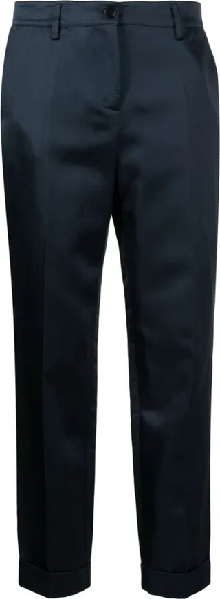 Satin Cropped Straight-Leg Trousers