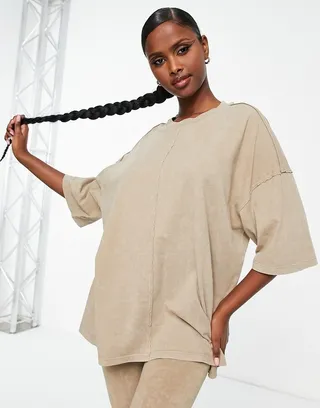ASOS DESIGN washed oversized t-shirt in pebble