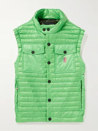 Ollon Logo-Appliquéd Quilted Glossed-Shell Down Gilet