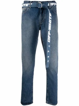 Tapered Belted Jeans