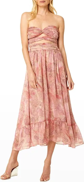 Arianne Twisted-Cutout Strapless Midi Dress