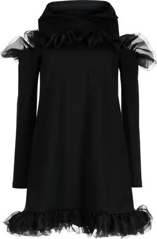 Tulle-Trim Cold-Shoulder Dress