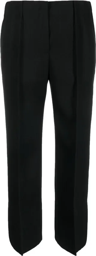 Cropped Wool Wide-Leg Trousers