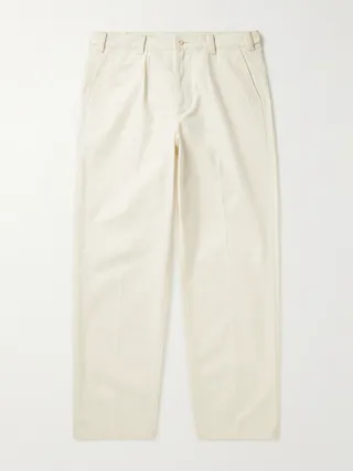 Eurythmics Straight-Leg Pleated Cotton-Twill Trousers