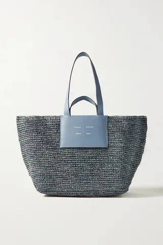 Proenza Schouler White Label - Morris Xl Leather-trimmed Raffia Tote - Blue