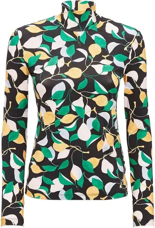 Floral Print Turtleneck Top
