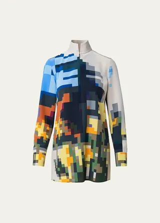 Blue Flowers At Home Printed Tunic Blouse