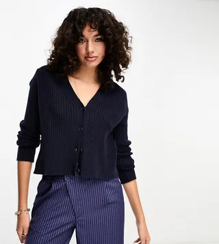 ASOS DESIGN Tall v neck cardigan in navy
