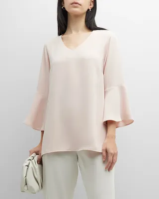 Bella Bell-Sleeve Crepe Tunic