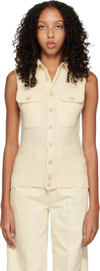 LEMAIRE Off-White Sleeveless Cardigan