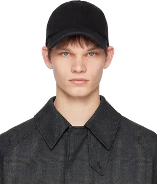 Juun.J Black Embroidered Cap
