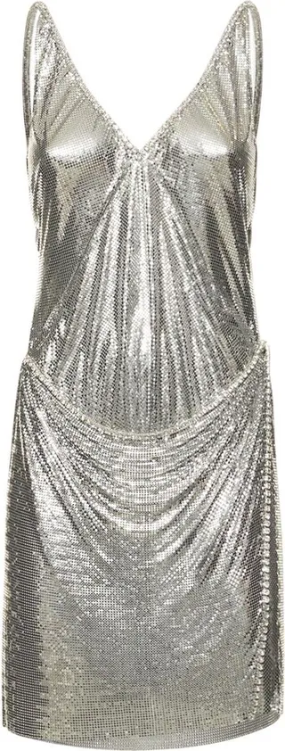 Mesh v neck mini dress