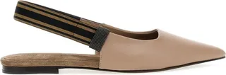 Brunello Cucinelli Monili-Detailed Pointed Toe Ballerina Shoes