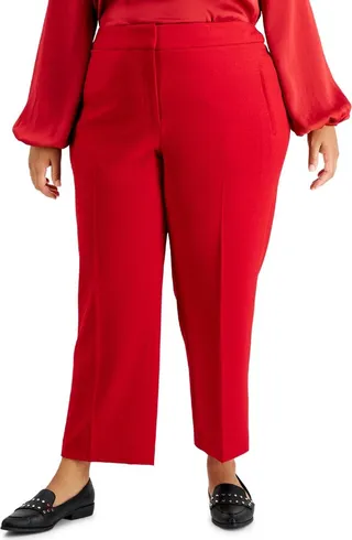 Plus Womens Crepe Work Straight Leg Pants