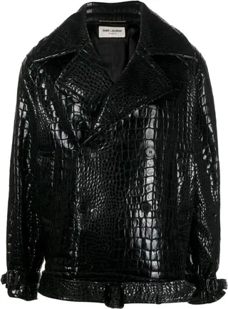 Double-Breasted Leather Coat